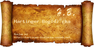 Hartinger Boglárka névjegykártya